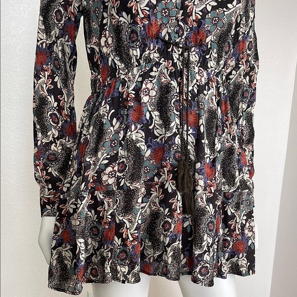 Free People Black Graphic Long Sleeve Mini Dress - Picture 3 of 16